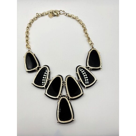 Kendra Scott Marlow Statement Necklace Black & Gold - Picture 2 of 6